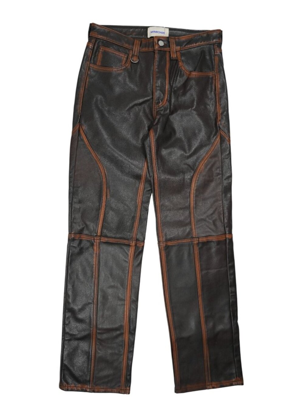 Mimchik Leather Maria Jeans in Black Brown